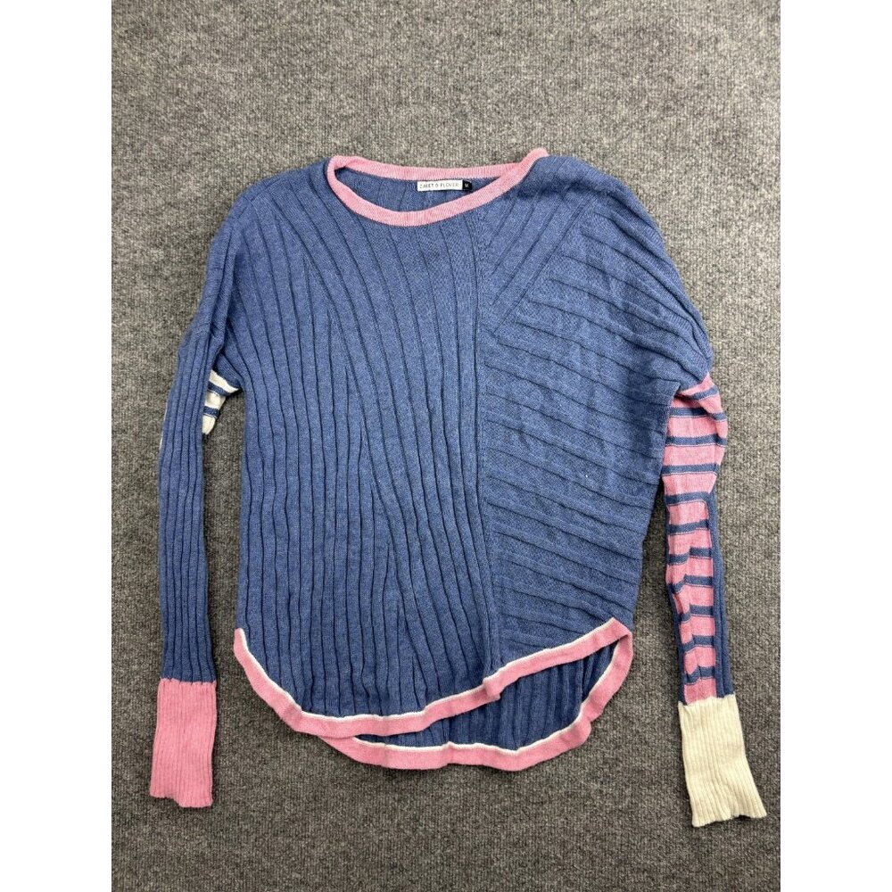 Zaket & Plover Sweater Womens Medium Blue Striped‎ Colorblock Ribbed Pullover